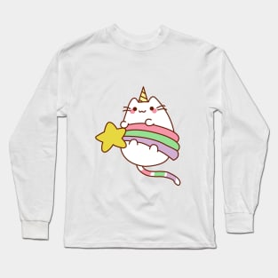 Caticorn Holding a Star Long Sleeve T-Shirt